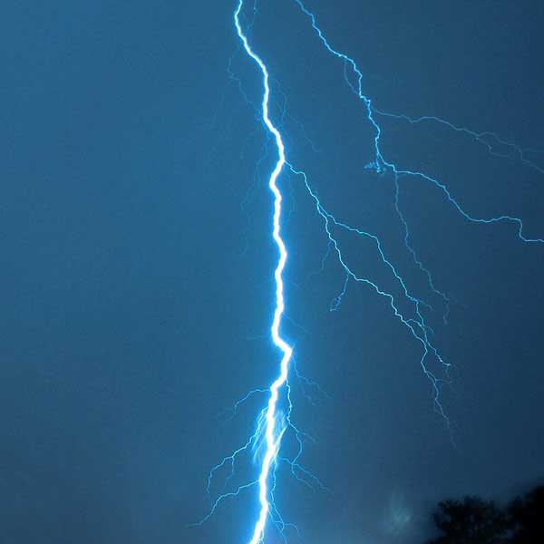 Lightning bolt in dark sky