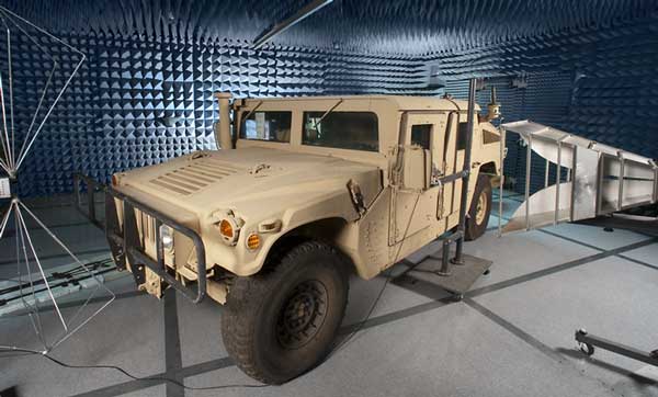 Military Vehicle in EMI Test Chamber Military Vehicle in Test Chamber